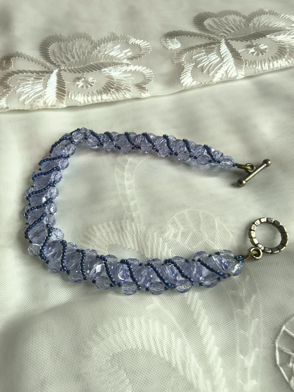 Silver Tone Glass Crystal Bracelet